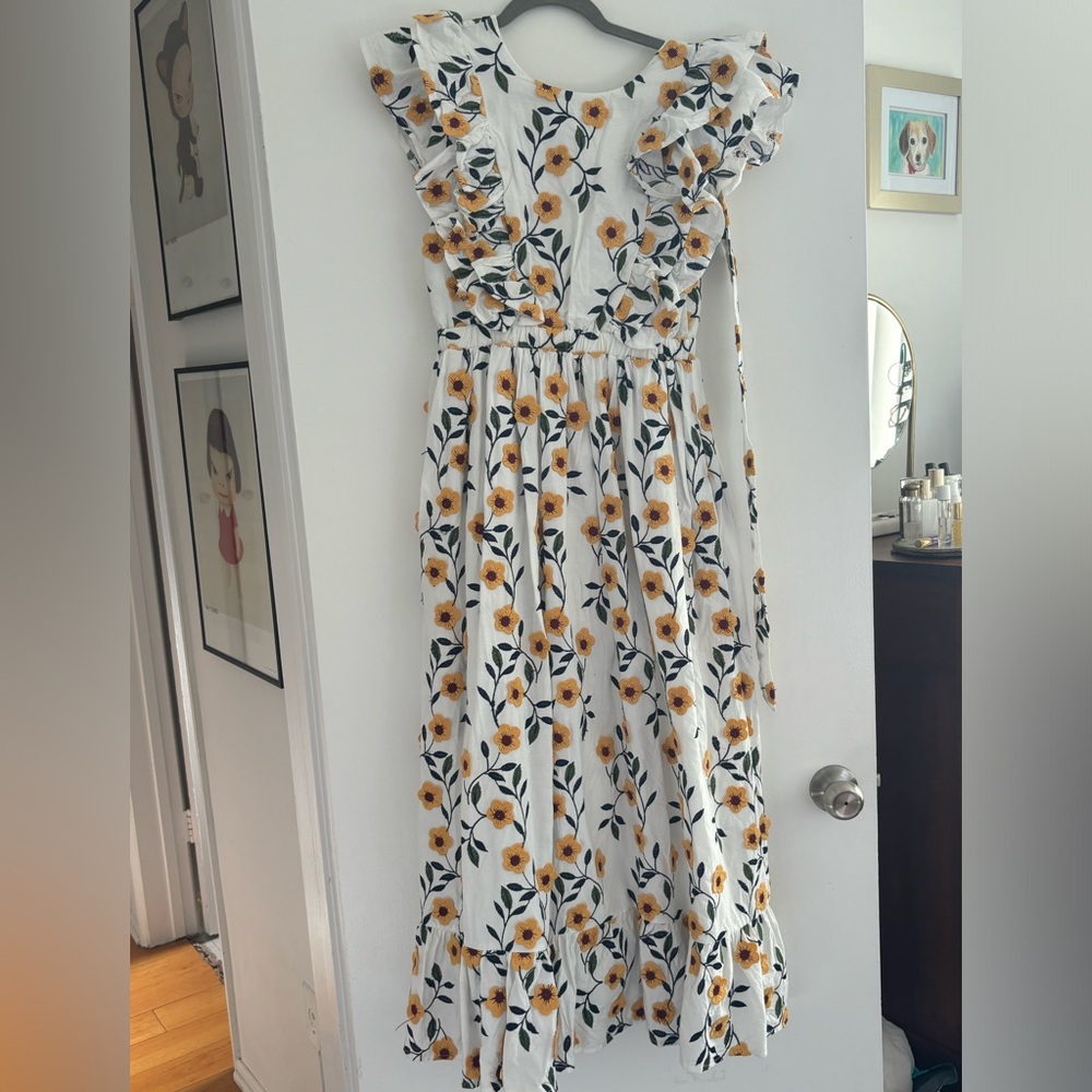 Sunflower Ruffle Sleeve Maxi Dress